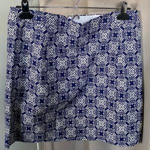 J Crew Geometric Print Short Lined Skirt, Navy 6